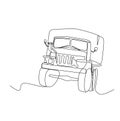 Military Troop Transport Truck continuous one line drawing