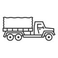 Military truck icon. Line armed vehicle. Flat style vector illustration isolated on white background Royalty Free Stock Photo