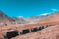 Military trucks in mountains Royalty Free Stock Photo