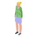 Military Uniform Camp Woman Icon, Isometric Style