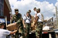Military unload emergency supplies