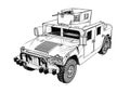 Military vehicle isolated on a white background