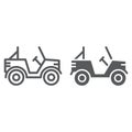 Military vehicle line and glyph icon, transport and army, car sign, vector graphics, a linear pattern on a white Royalty Free Stock Photo