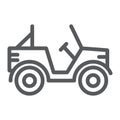 Military vehicle line icon, transport and army, car sign, vector graphics, a linear pattern on a white background. Royalty Free Stock Photo