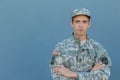 Military Veteran Isolated on Blue Background