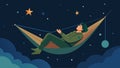 A military veteran lying in a hammock finding peace and calmness in the familiar constellations above and using