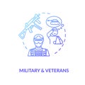 Military and veterans social service concept icon