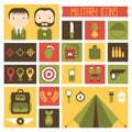 Military and war icons set. Army infographic