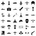 Military warehouse icons set, simple style Royalty Free Stock Photo