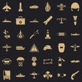 Military warehouse icons set, simple style Royalty Free Stock Photo