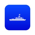 Military warship icon digital blue Royalty Free Stock Photo