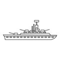 Military warship icon, outline style Royalty Free Stock Photo