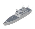 Military warship isometric vector illustration