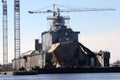 Military Warship under repair in Norfolk, Virginia Royalty Free Stock Photo