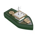 Military warship with vehicle isometric icon