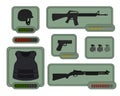 Military weapons icons. Game resources