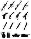 Military weapons icons set Royalty Free Stock Photo