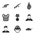 Military weapons icons set, simple style