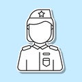 Military woman avatar sticker icon. Simple thin line, outline vector of avatar icons for ui and ux, website or mobile application