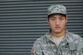 Military young Asian man. Studio portrait Royalty Free Stock Photo