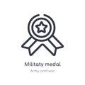 militaty medal outline icon. isolated line vector illustration from army and war collection. editable thin stroke militaty medal