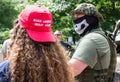 MAGA Hat and Skull Mask on Militia Demonstrators in Downtown Columbus, OH Royalty Free Stock Photo