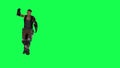 Militia soldier cheering and gloating on green screen 3D people walking background chroma key Visual effect animation