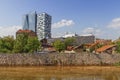 Miljacka river and buildings in Sarajevo, Bosnia and Herzegovina Royalty Free Stock Photo