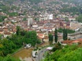 Miljacka River and the Cityscape of Sarajevo as seen from the Yellow Fortress, Sarajevo, Bosnia and Herzegovina Royalty Free Stock Photo