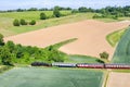 Miljoenenlijn steam train locomotive museum railway aerial view near Wijlre in the Netherlands