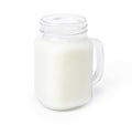 Fresh milk in glass pitcher jar on white background Royalty Free Stock Photo