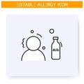 Milk allergy line icon. Editable illustration