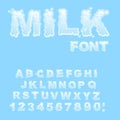 Milk Alphabet. white liquid letters. Fluid lettring. cream ABC o Royalty Free Stock Photo