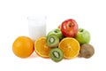 Milk and assorted fruits Royalty Free Stock Photo