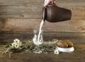 Milk being poured into a glass