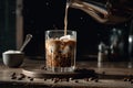 milk being poured in ised coffee created by generative AI