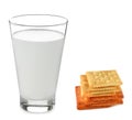 Milk, biscuits,  isolated put on a white background. Royalty Free Stock Photo