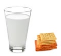 Milk, biscuits,  isolated put on a white background Royalty Free Stock Photo