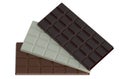 Milk, black and white chocolate bars