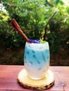 Milk blended with Butterfly pea flower