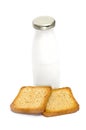 Milk bottle and bread Royalty Free Stock Photo