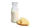 Milk bottle with bread Royalty Free Stock Photo