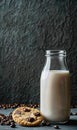 Chocolate Chip Cookie and Milk Bottle with Coffee Beans Royalty Free Stock Photo