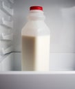 Milk bottle in fridge