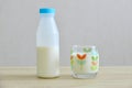 Milk bottle and a glass of milk