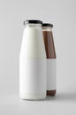 Milk Bottle Mock-Up - Two Bottles. Blank Label Royalty Free Stock Photo