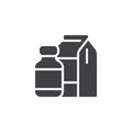 Milk bottle and package vector icon Royalty Free Stock Photo