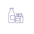 Milk bottle and packaging icon. Line art. Vector illustration Royalty Free Stock Photo