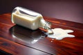 Milk bottle spilt spill mistake learn copyspace