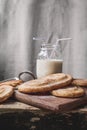 Milk bottle and sweet pastry Royalty Free Stock Photo